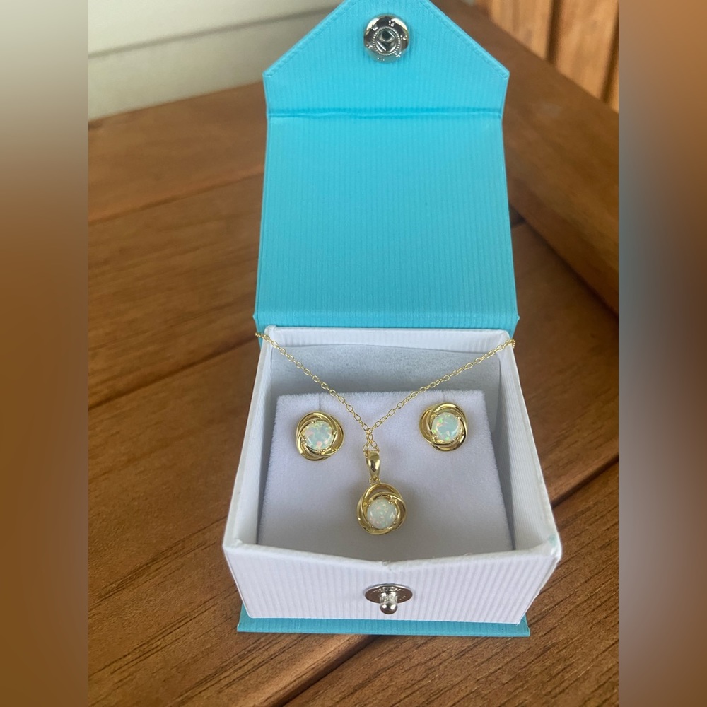 Stunning Opal earrings and necklace set!